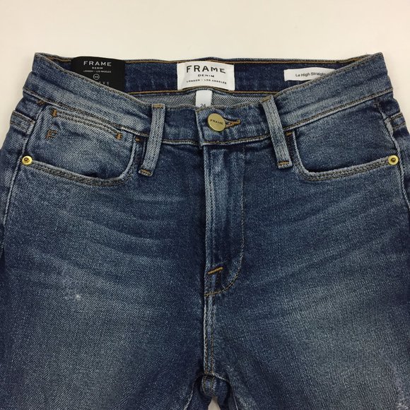 FRAME DENIM Barneys New York Beckett Wash Le High Straight Raw Step Hem Jeans - Picture 5 of 13